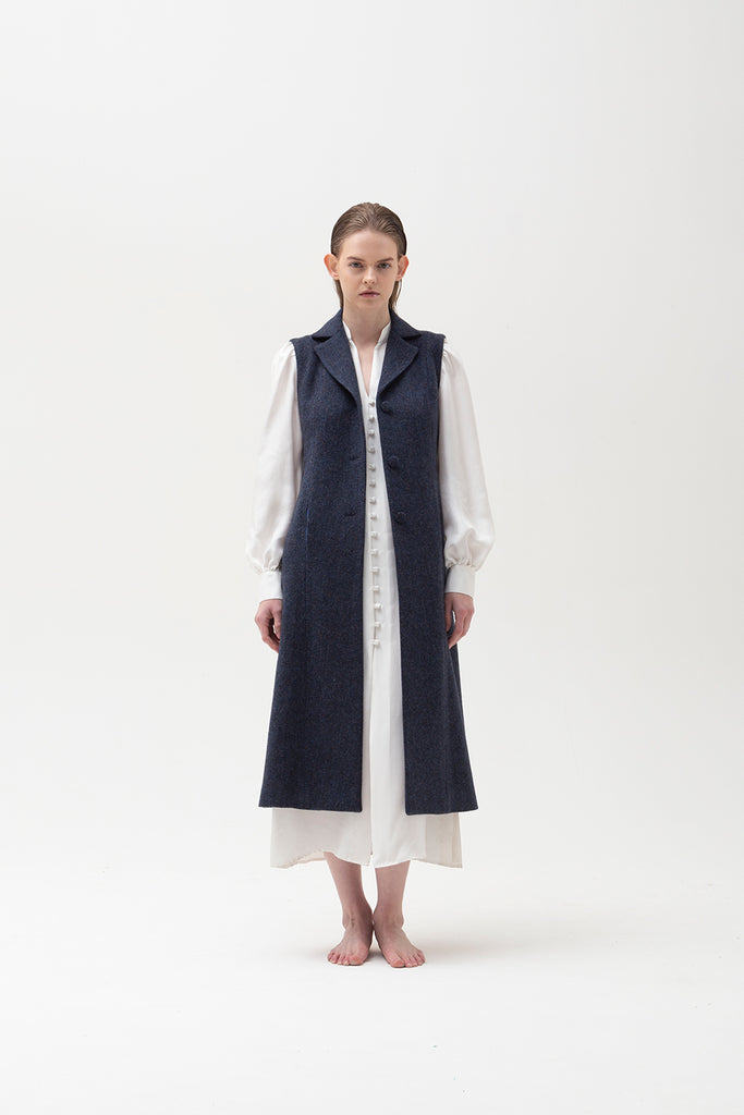 OPHELIA Blue wool revers vest