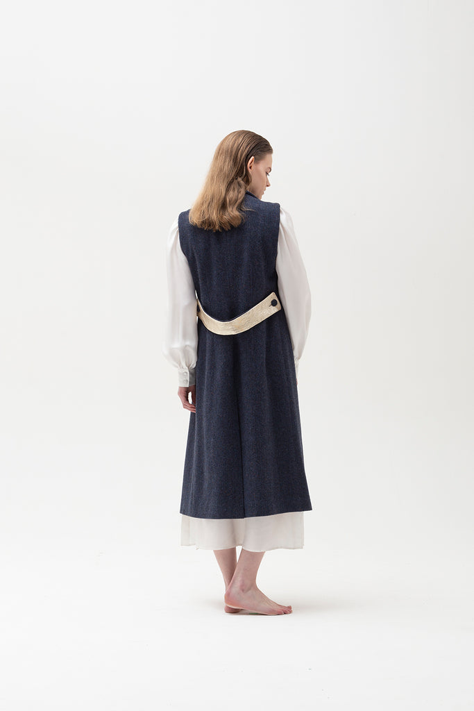 OPHELIA Blue wool revers vest